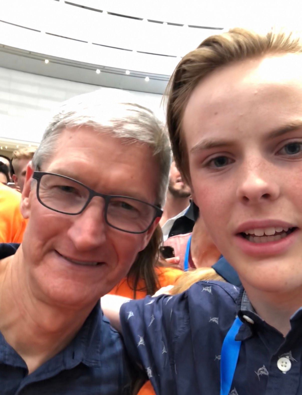 Hugo Falk at 14 with Tim Cook at WWDC 2018